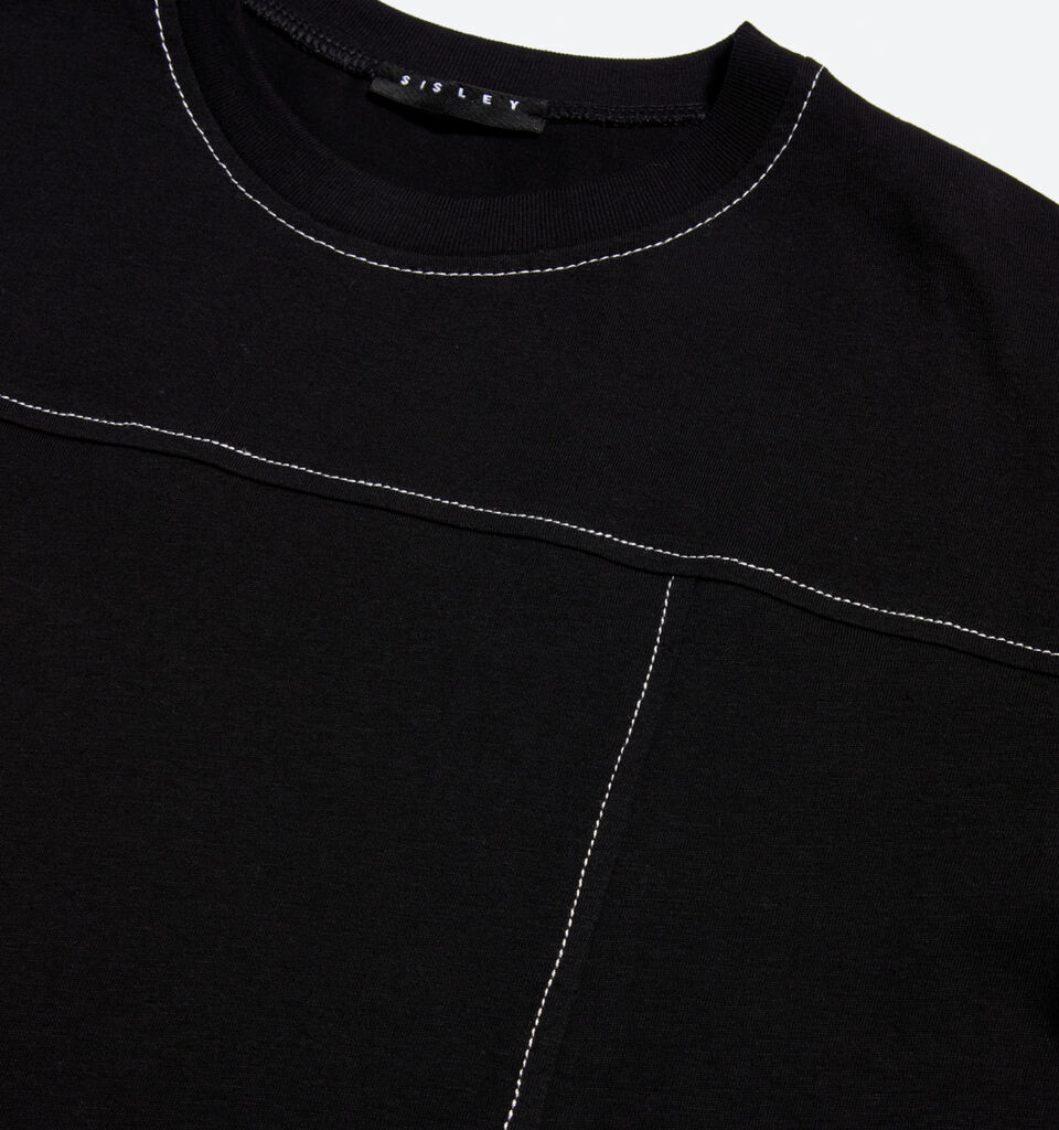 T-shirt à étiquette siglée - null - Noir | Sisley Young image number 2